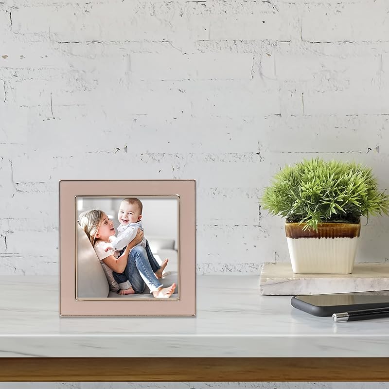 4x4 Gold Metal and Pink Enamel Picture Frame 4x4 розовый