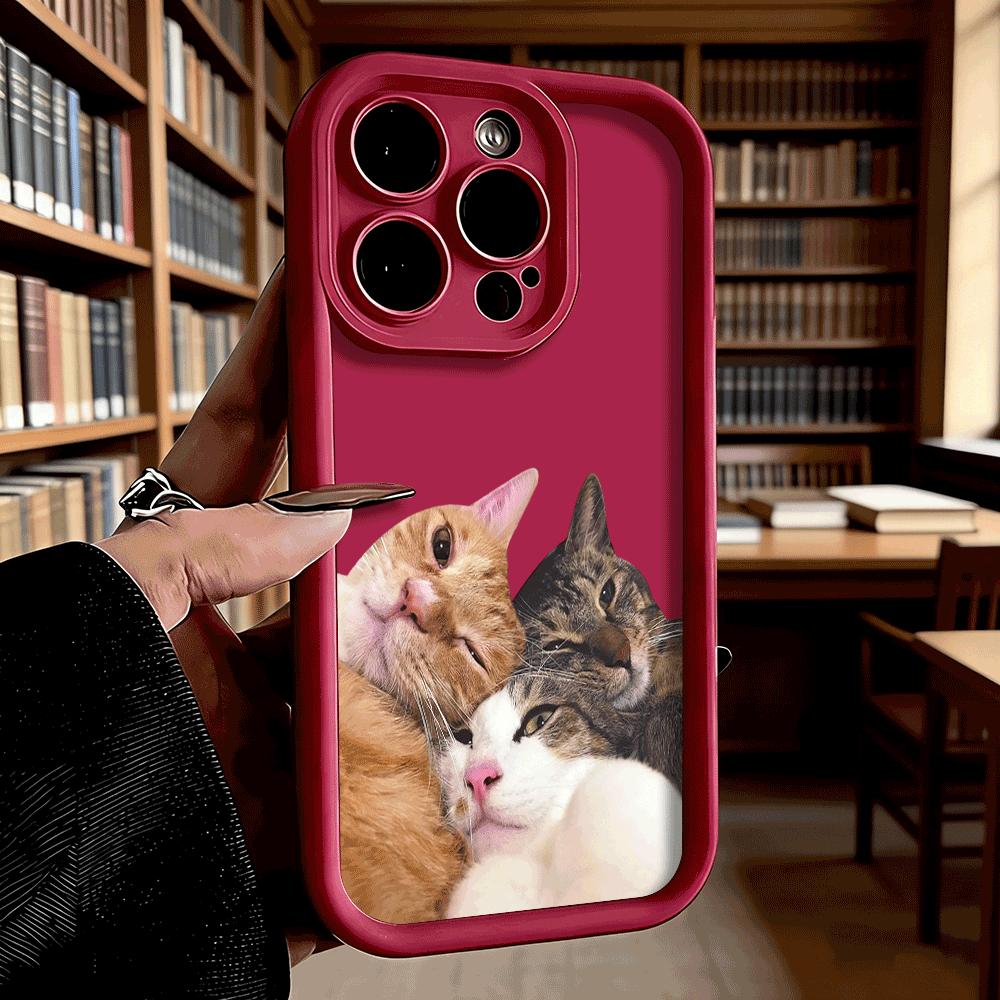 

Cute Cat Family Pattern Phone Case For iPhone 17 Air 16E 15 14 Plus 13 12 Mini 11 Pro Max X XR Shockproof Silicone Soft Cover iPhone 12