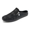 Men's Summer Slippers 2024 Luxury Artificial Leather Casual Barefoot Moccasins For Men Comfortable Flats Outdoor Fashion Shoes