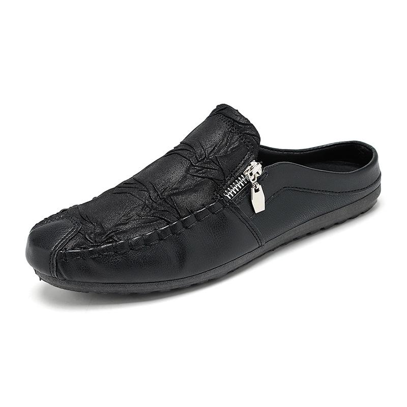 

Мужские летние тапочки 2024 года, роскошные повседневные мокасины из искусственной кожи для мужчин, удобные туфли на плоской подошве, модная обувь для активного отдыха 44 чёрный