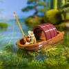 1 Set Acquario Laghetto Paesaggistica Decorazione Barca Galleggiante Fatta a Mano Pescatore Modello Mini Barca Accessori Acquario