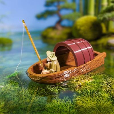 Modelo de Barco de Pescador Flotante Set Miniatura para Acuario Estanque Micro Paisaje DIY Decoración de Mesa para Hogar y Oficina