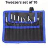 10-11pcs ESD Tweezers Stainless Steel Precision Anti-Static Industrial Repair Tools Tweezers for Electronics Soldering Craft