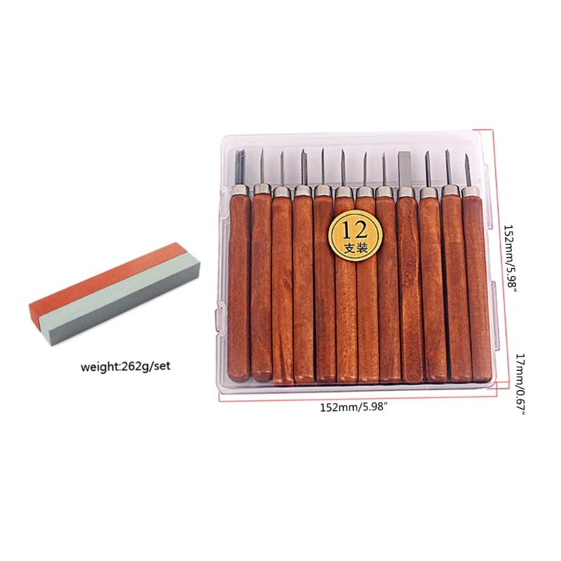 Wood Carving Knife Set 12Pcs Hand Carving Tool Set with Whetstone for DIY Sculpture Carpenter Experts and Beginners