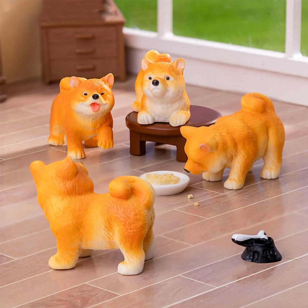 6Pcs Mini Decoration Hand-Painted Resin Small Dog Statues for Garden Patio Indoor Outdoor Miniature Puppy Sculptures