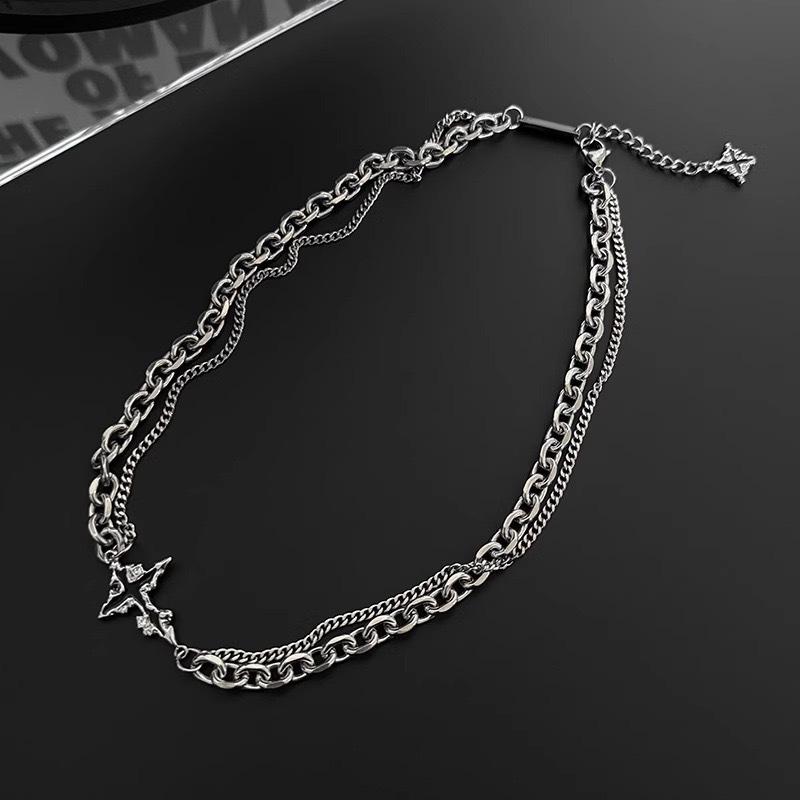 European-American Dark Cross Necklace: Men's Titanium Steel, Stylish Hip Hop Accessory
