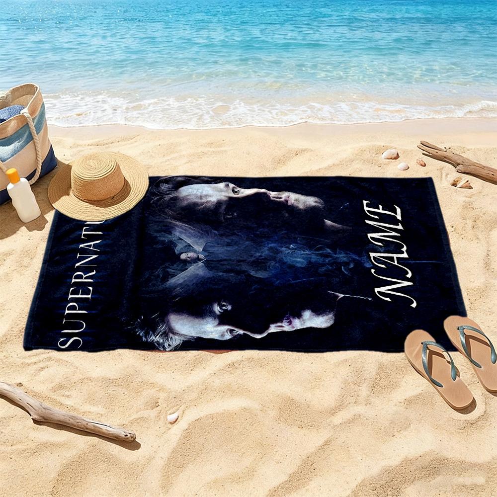 Supernatural Name Mystery Customized Name Beach Towel Super Soft & Absorbent Suitable for Sports Travel Swimming Yoga Bathroom Beach And Pool