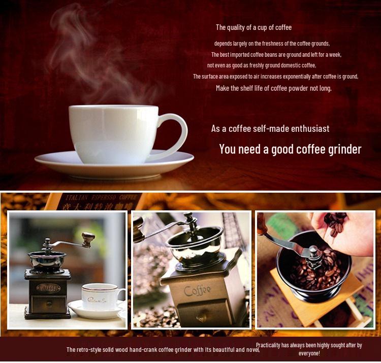 Retro Solid Wood Manual Coffee Bean Grinder