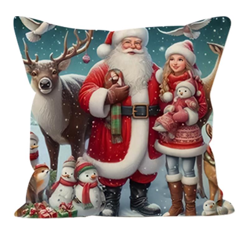 Santa Claus Christmas Pillowcase - Holiday Cushion Cover for Sofa & Lumbar Support