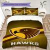 Hawthorn Hawks AFL Pattern Bedding,Quilt Set Quilt Cover Pillowcase Home Birthday Gift (1*duvet cover+2*pillowcase,without core)XSJT0917459