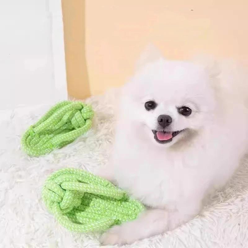 Interactive Pet Chewing Toy for Dogs Cotton Slipper Rope Dental Health Molar Chew Toy for Small to Large Dogs Teeth Accessory
