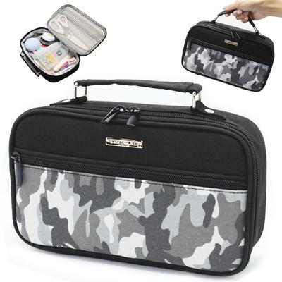 Sewing Kit for Compact Storage Pouch Suitable for School and Home Monochrome Camouflage Pattern Beginners, Included, Use, Portable, Unisex, (White)