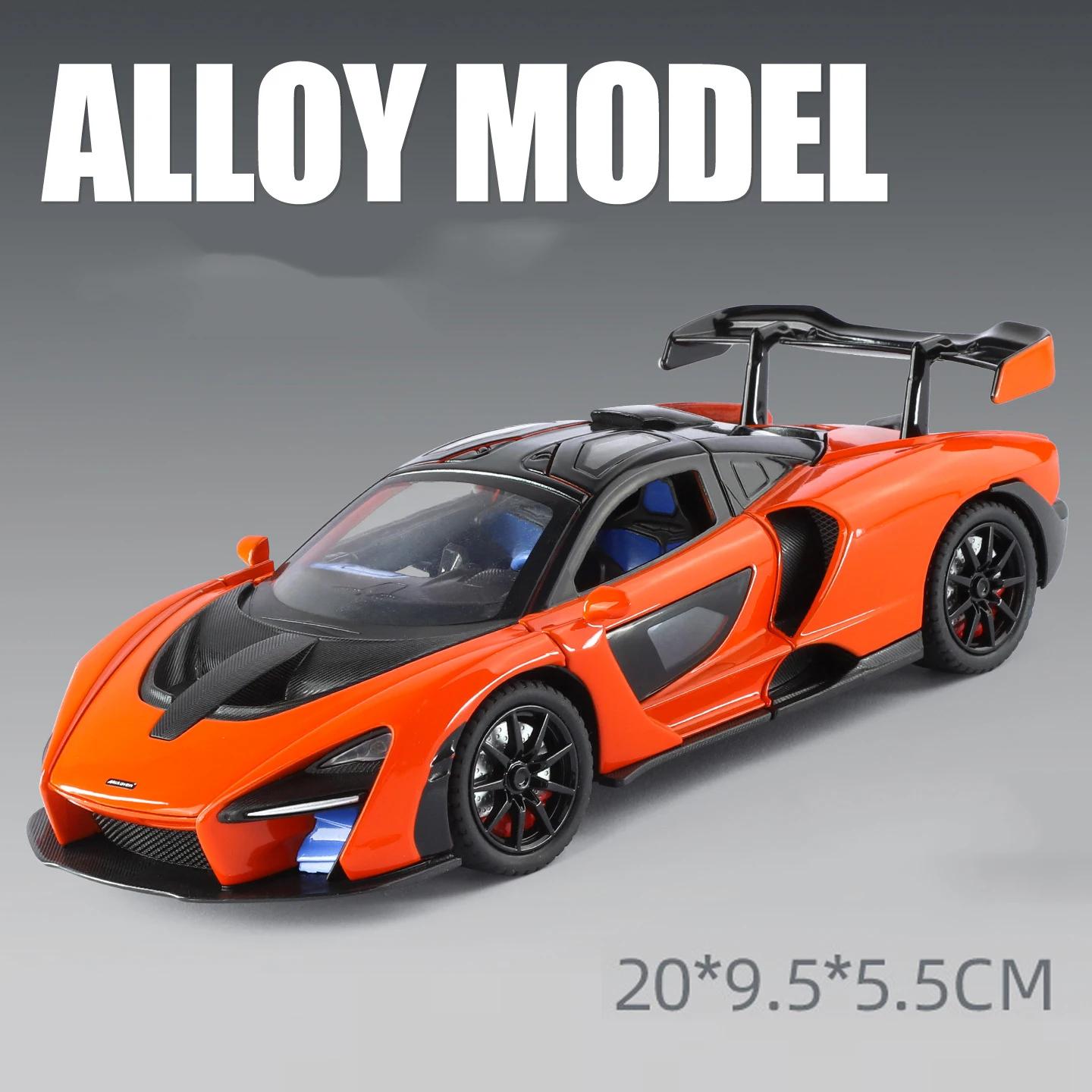 

1:24 Senna Revuelto Sports Car Model Toy Weel Steering Pull Back Music Light Alloy Spray Supercar Models Boys Hobby Gifts