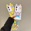 KEYSION Cute Ear Cartoon Case for OPPO Reno11 F 5G with Lanyard Soft Silicone+PC Shockproof Phone Back Cover for OPPO Reno 11F 5G
