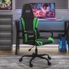 Vidaxl Massage Gaming Chair, Black-Green, Faux Leather