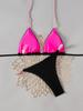 Kontrastní barva ramínka Jednobarevné tanga Sexy bikiny Dvoudílné plavky pro ženy