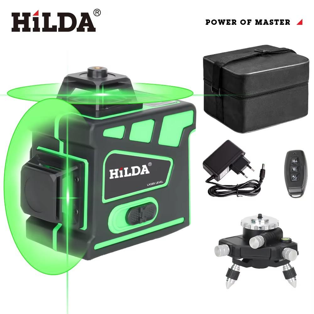 3D 12-Line High-Precision Green Laser Level with Infrared, Wall-Mountable