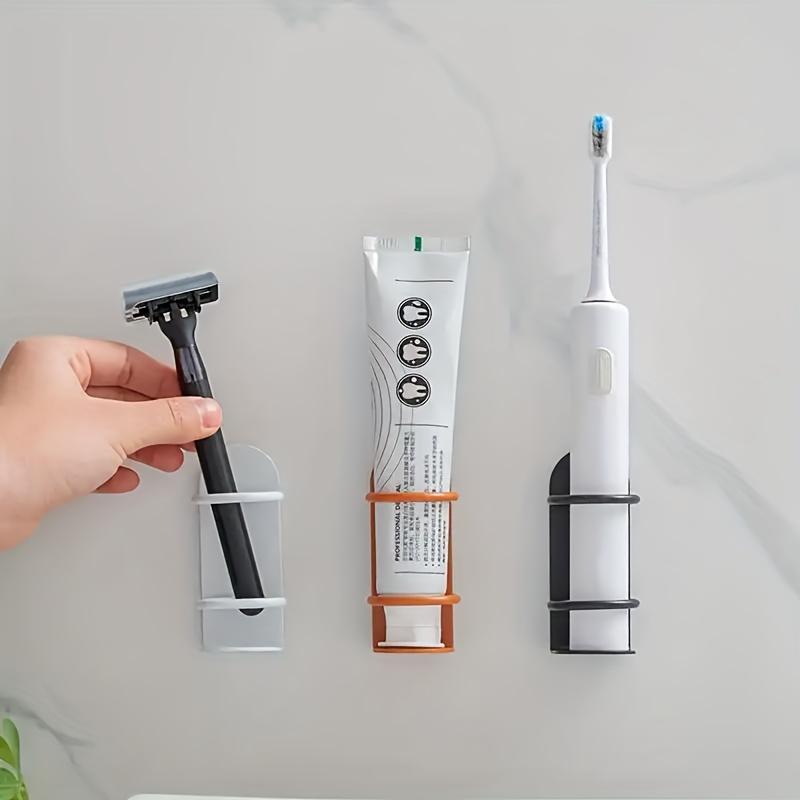 Wall Mounted Toothbrush Holder No Drilling Required, Shaver Holder Storage Rack, Spacious Toothbrush Storage Rack, Bathroom Accessories