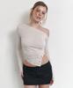 Peullijeunopallou Remy Unbal Shirring Long Sleeve Top (Beige)
