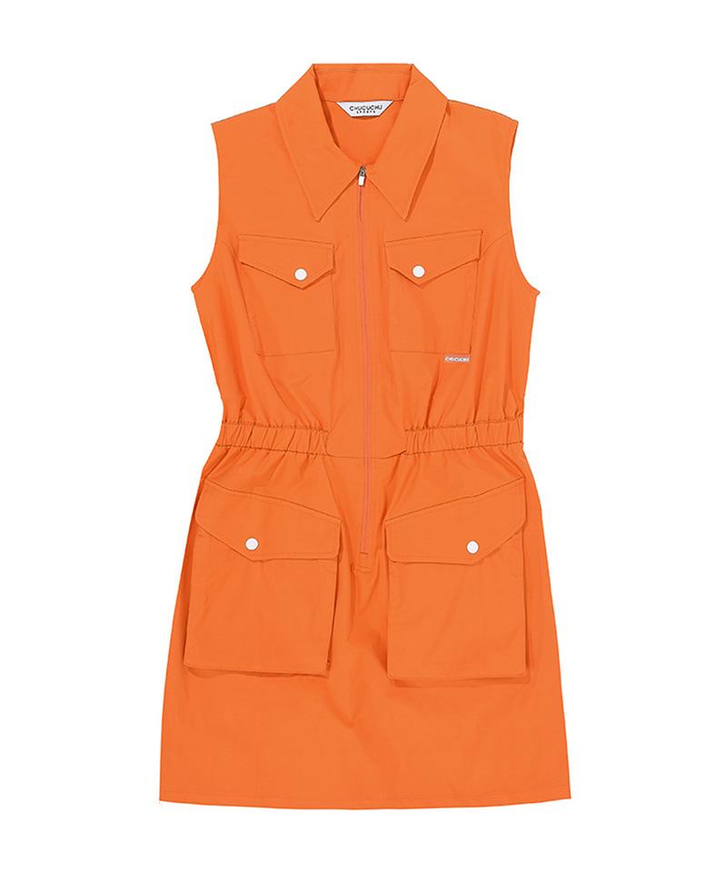 CHUCUCHU C23M-Op002W Zip-Up Pocket Dress (Orange)