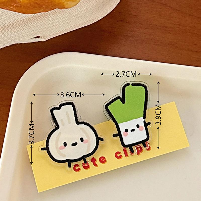 1Pair Cute INS Animated Fruit Sealing Clip Note Clip Cartoon Decoration Gift Acrylic Clip Office Accessories