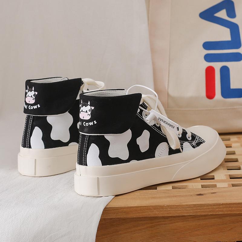 Zapatillas blancas con estampado de vaca Zapatos de lona top para mujer  comprar a buen precio — entrega gratuita, reseñas reales con fotos — Joom