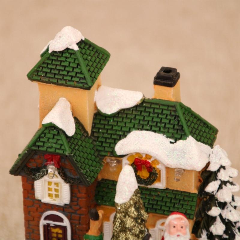 Lighted Christmas Cabin Music Box Rotating Santa Music Box With LED Light For Men Women Kid Birthday Christmas Present