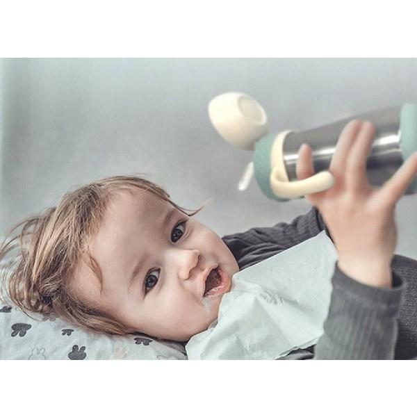 Mutter K Umarmung Isolierter Trinkbecher mit Strohhalm 350ml + 2 Strohhalm-Ersatzteile, Minze, 1 Set