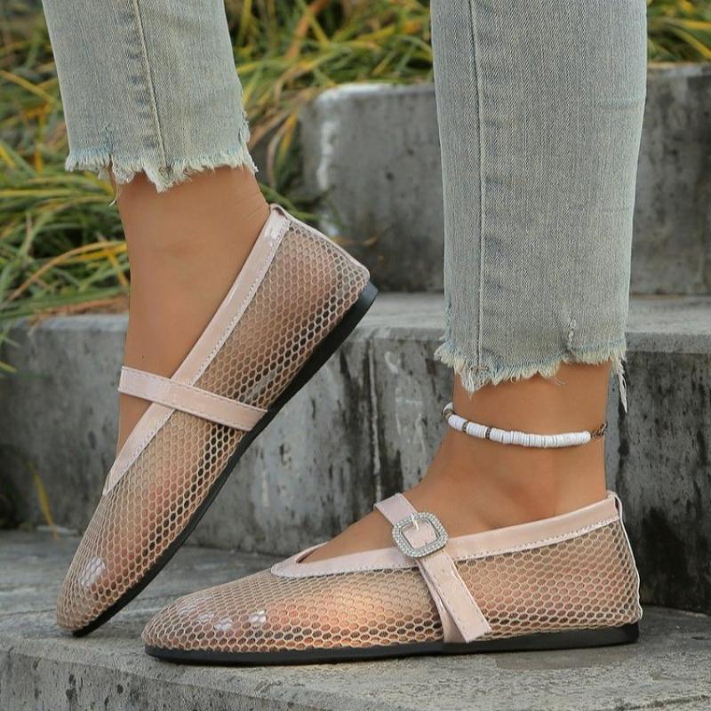 Fashion 2025 Crystal Women Sandals Beach Shoes Comfort Retro Female Flat Shoes Summer Mesh Hollow Sandals Women Flats Shallow Flat Shoes
