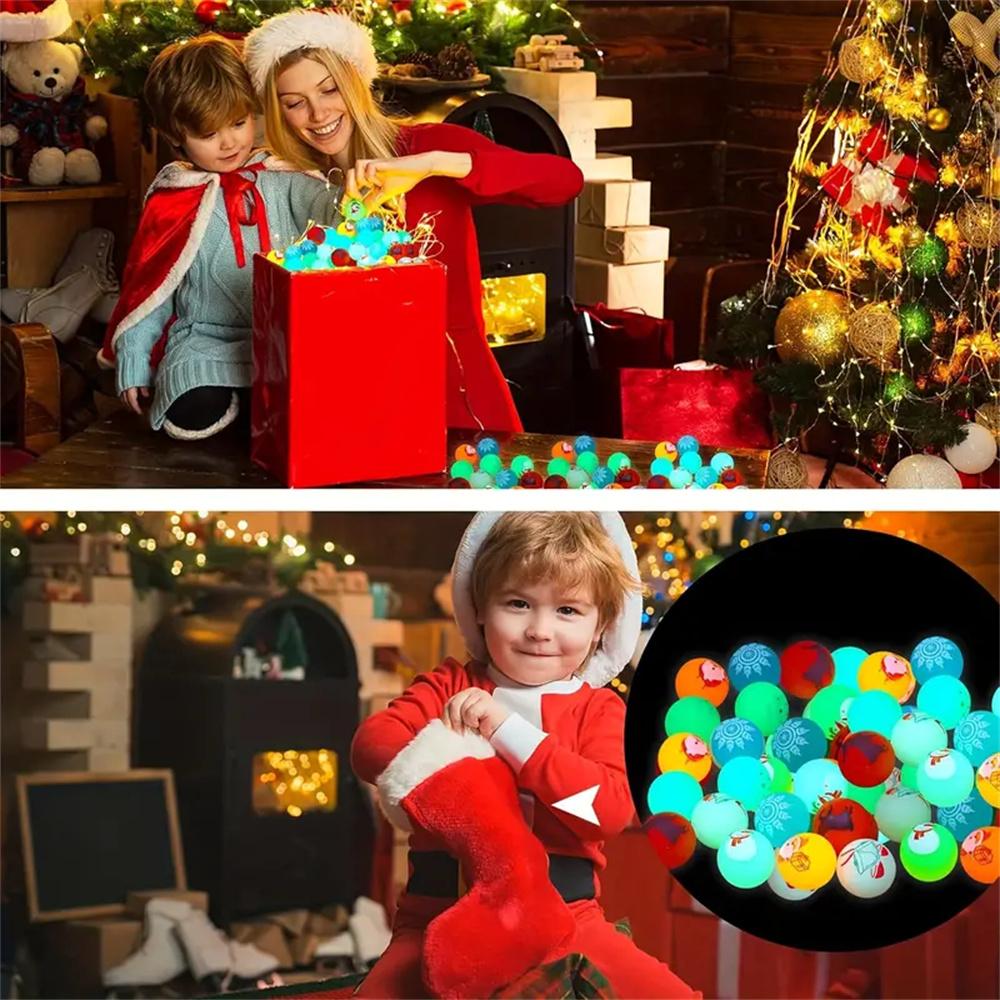 Christmas Glow Bouncy Balls 1.14Inch Glow In the Dark Bouncing Balls for Kids Birthday Party Fun Games Festive Stocking Stuffers