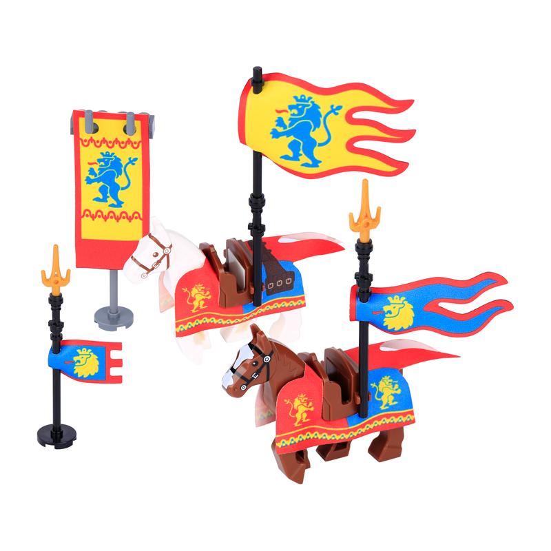 Medieval Military War Army Castle Knight Soldier Figures Building Blocks Weapon Cloak Helmet Shoulder Armor Flag Warrior Shield