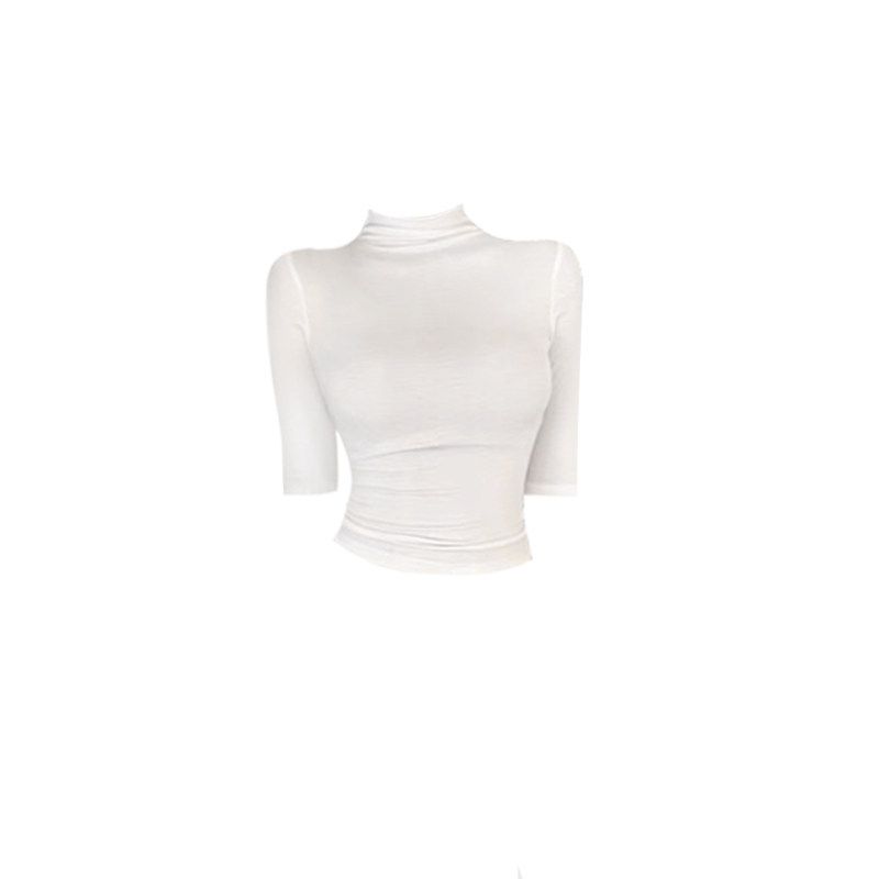 

Gaositong Pure Desire Spicy Girl High-Neck Slim-Fit Mid-Sleeve T-Shirt Women s Spring/Summer 2026 Mature Style Suit with Skirt and Pants Set White XL