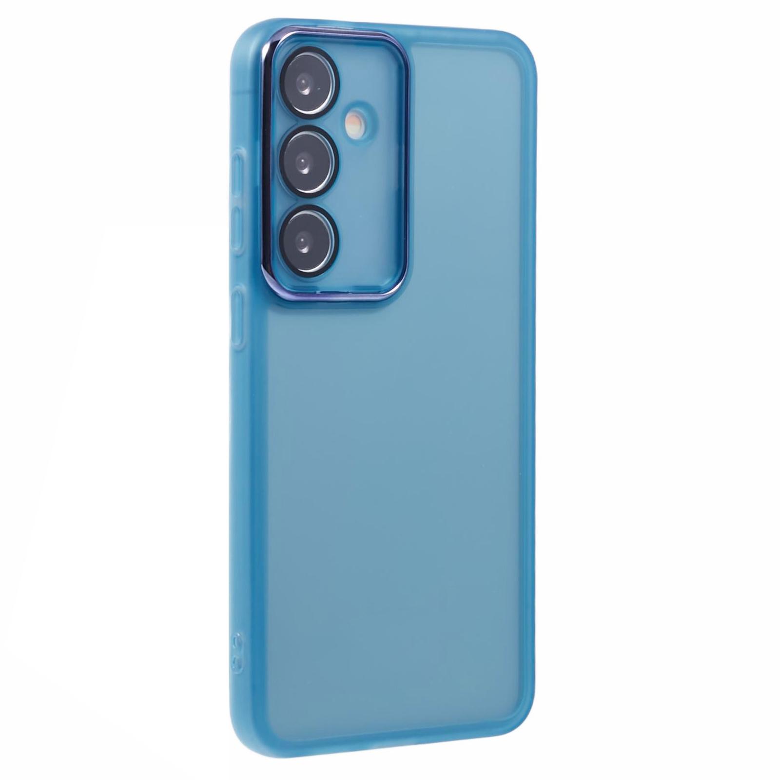 

DKSM Series For Samsung Galaxy S23 FE Case Electroplated Camera Frame TPU Phone Cover Transparent Cyan