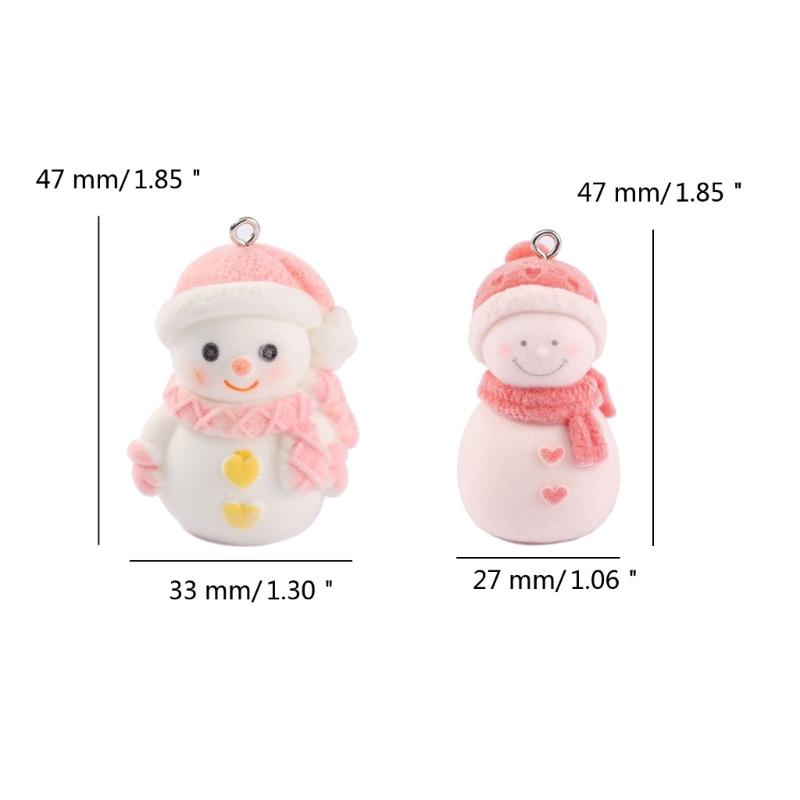 Versatile Flocking Snowman Pendant Decorative Necklaces Pendants DIY Jewelry Making Supplies Mini Resin Ornaments