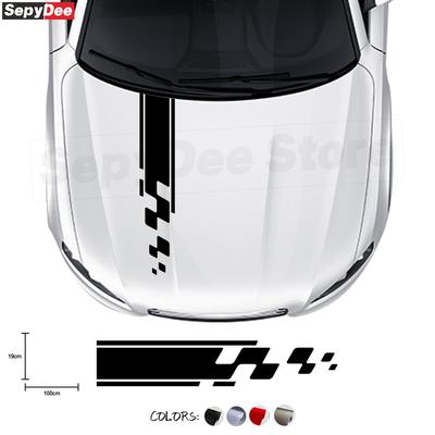 1Pc Universal Car Hood Bonnet Sticker Racing Sport Checkered Stripe Graphics Auto Engine Cover Decor Vinyl Decal Car Accessories