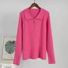 2026 Fall Winter New Polo Collar Knit Sweater Women Casual Pullover Top