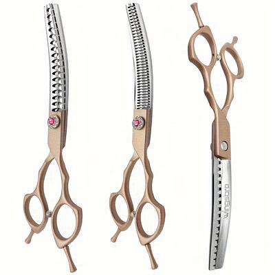 Ciseaux de toilettage professionnels pour chiens Ciseaux à effiler incurvés pour animaux de compagnie Ciseaux chunkers ciseaux plats ciseaux à dents outils de beauté pour chiens