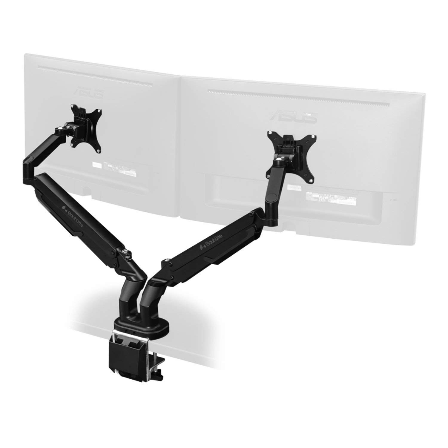 

Bauhutte Тонкий кронштейн для двух мониторов Максимальное расстояние перемещения примерно 76 см Поддерживает дисплей Кронштейн для монитора для двух экранов (BMA-2SLM-BK), (За чёрный