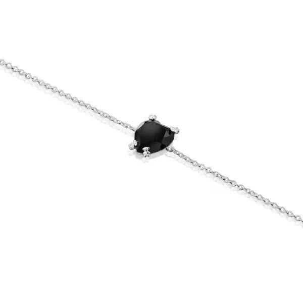 [TOUS] Silver Color Filth Onyx Heart Bracelet 1004014200