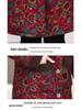 Damen Baumwollmantel mittlerer Länge mit Blumenmuster und Fleecefutter - Winterverdickter Stil für Mittelalte und Ältere