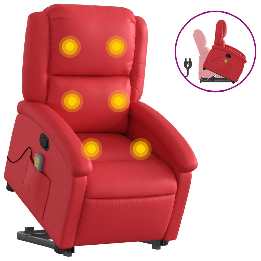 Vidaxl Lift Recliner Massage Chair, Reclining, Red, Eco-leather