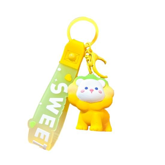 3D Cartoon Lion Keychain Cute Resin Animal Hanging Bag Charm for Purse Backpack