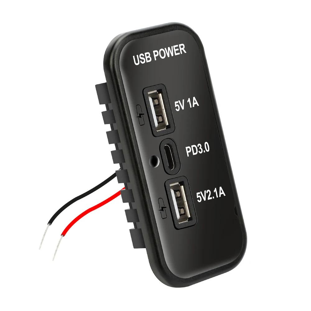 

3 порта 12 В USB-выход, PD3.0 Type C, QC 3.0 USB A и 2,4 А USB A адаптер-розетка для быстрой зарядки для автомобиля, мотоцикла, морского транспорта, грузовика