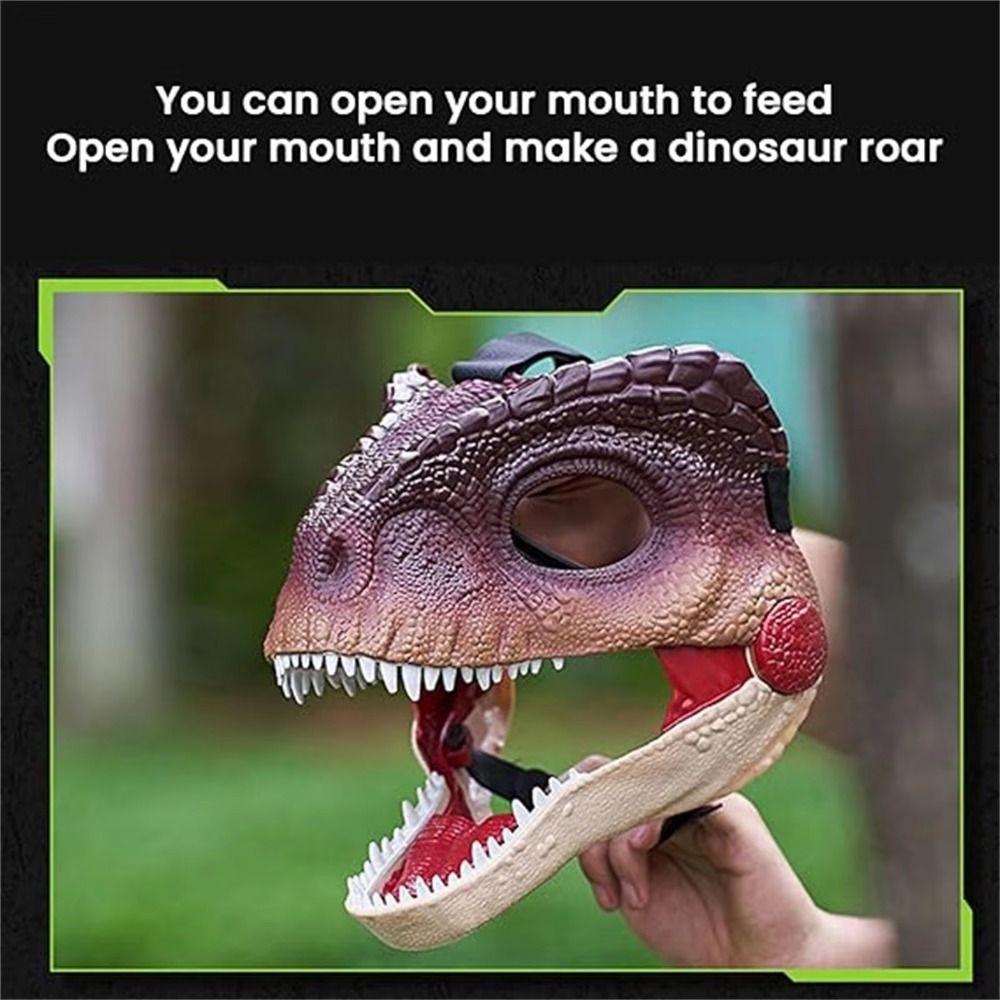 Sound Dinosaur Mask Headwear Movable Mouth Dinosaur Head Face Cover 3D Dinosaur Mask  Halloween