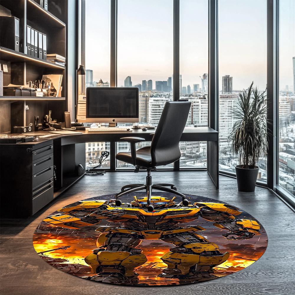 Transformers Printed Round Rug Carpet Chair Rug Area Rug Entryway Doormats,for Office Chair Living Room Bedroom Kitchen Room.