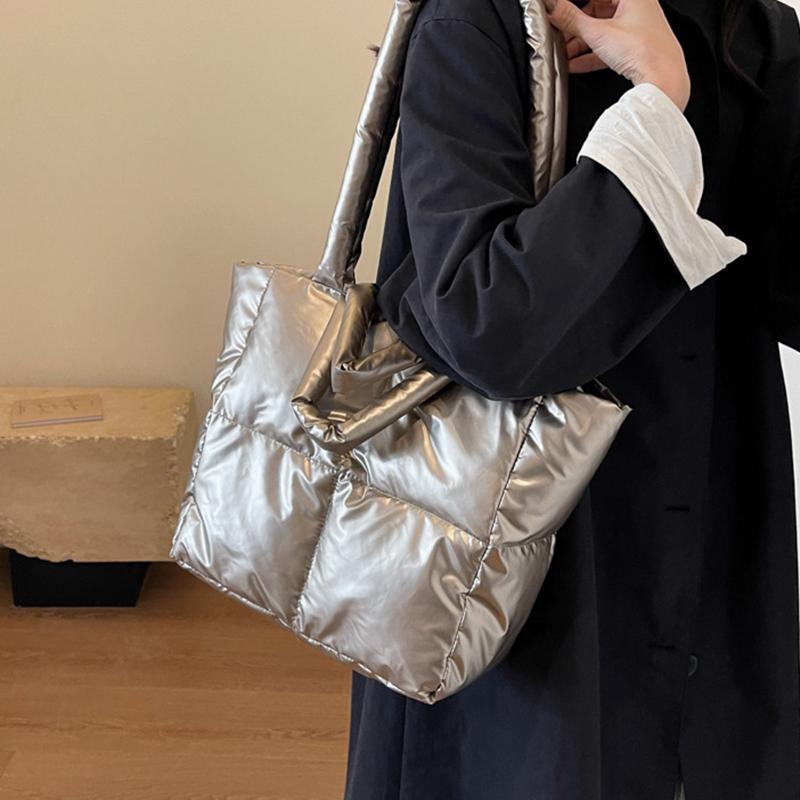 Large Capacity Underarm Bag Fashion Quilted Women Shoulder Bag Designer Space Padded Cotton Handbag Luxury Puff Shopper Tote