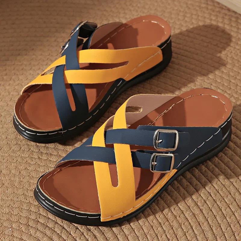Fashion Fashion Women Wedge Slippers 2025 Summer Non Slip Platform Sandals Woman Lightweight Soft Thick Sole Sandals Sandalias De Mujer