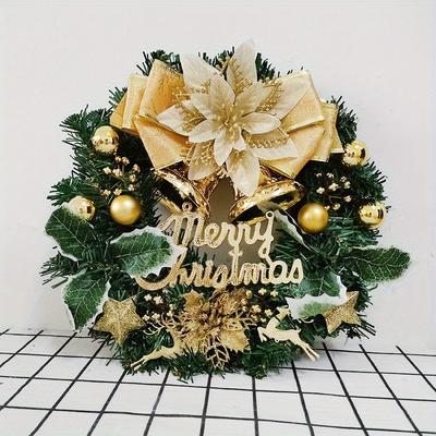 1Pc Christmas 11.81-inch Simulated Bow Pine Cone Garland Decorative Door Hanging