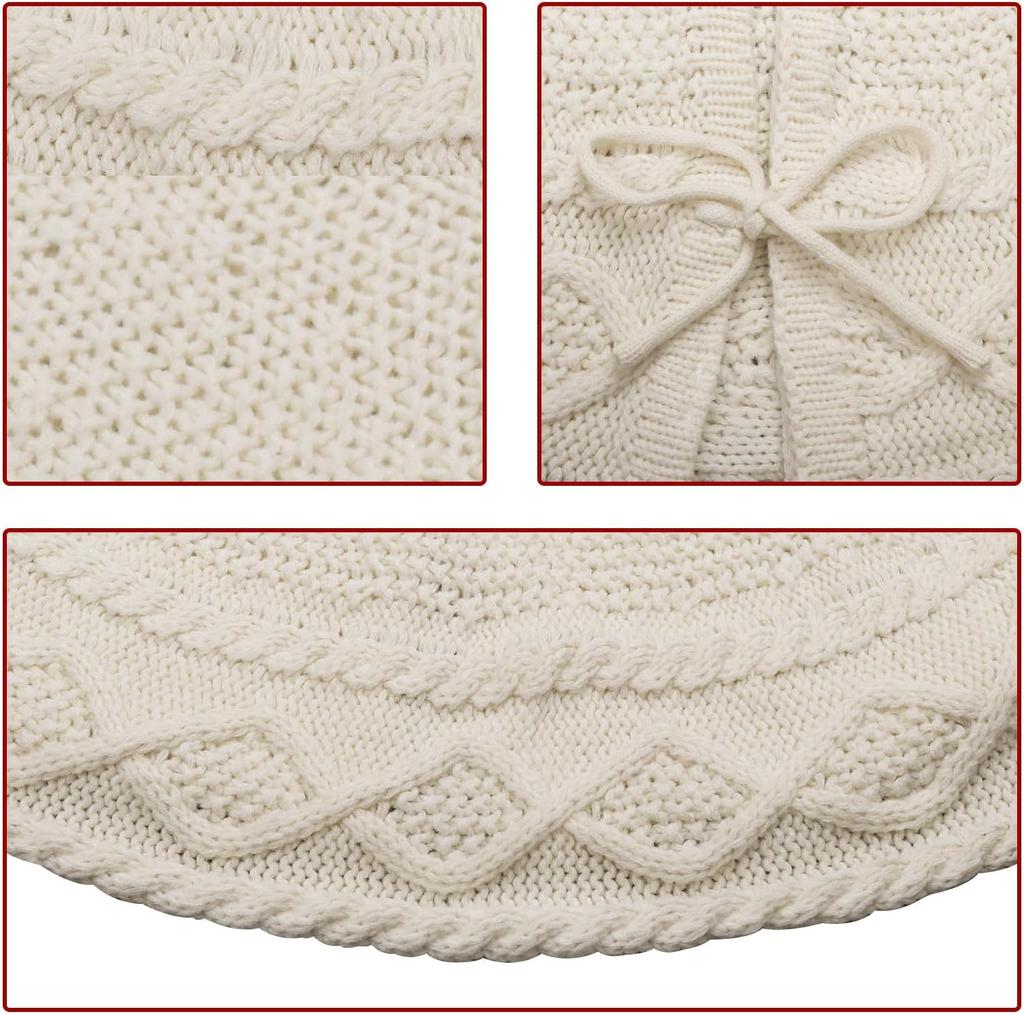 Christmas Knitted Tree Skirt White Knitted Christmas Tree Strap Apron Christmas Tree Festival Decoration Supplies