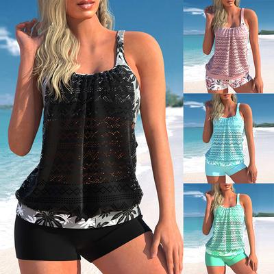 Costum de baie sexy cu imprimeu floral de marime mari pentru femei Set tankini din două piese de vară, costum de baie, costum de plajă